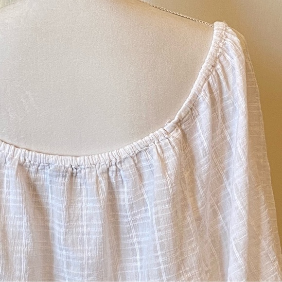 American Eagle Women’s White Short Sleeve Eyelet Crop Peasant Blouse Size Large - Picture 3 of 11